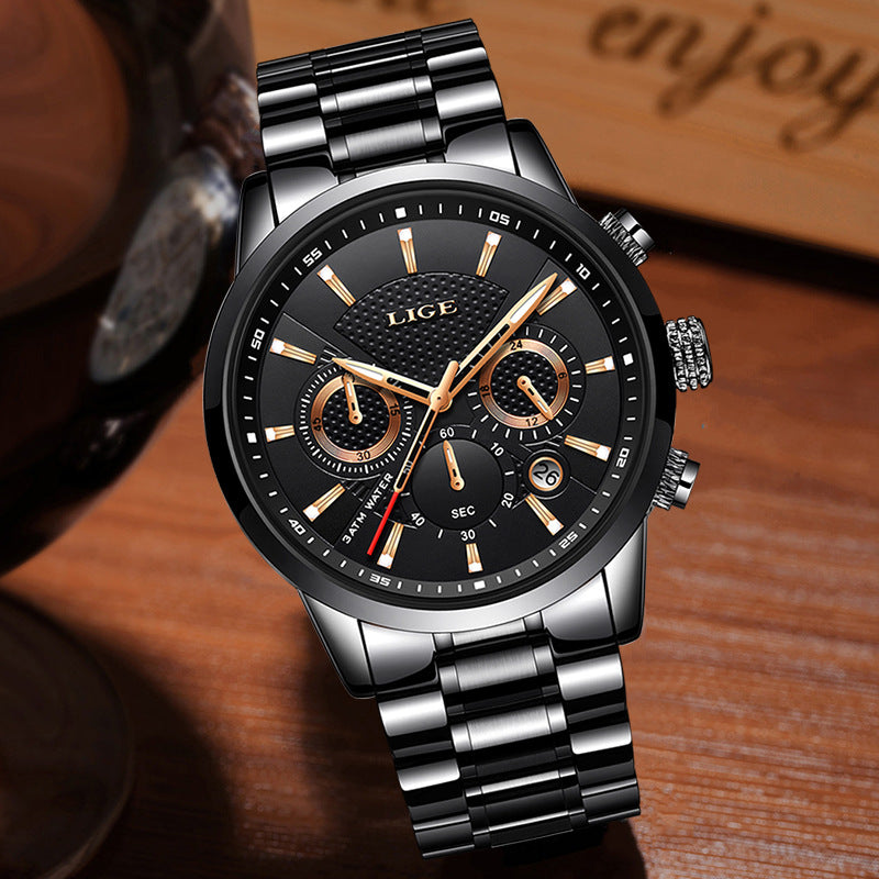 LIGE Men's Multifunction Quartz Watch