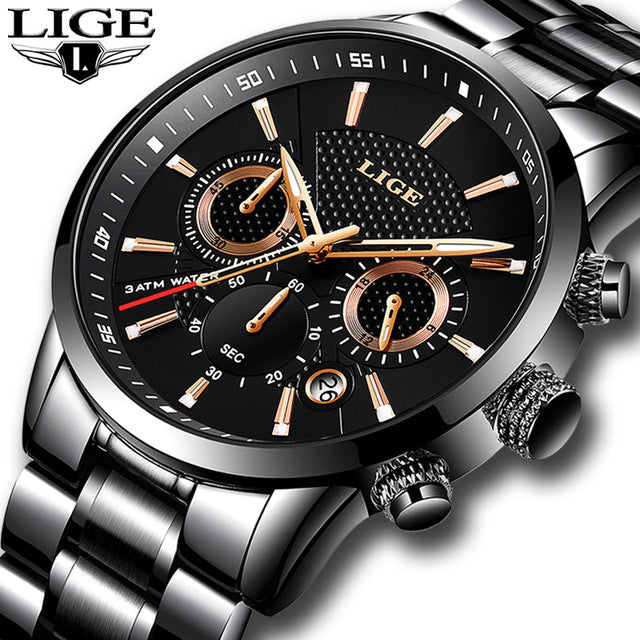 LIGE Men's Multifunction Quartz Watch