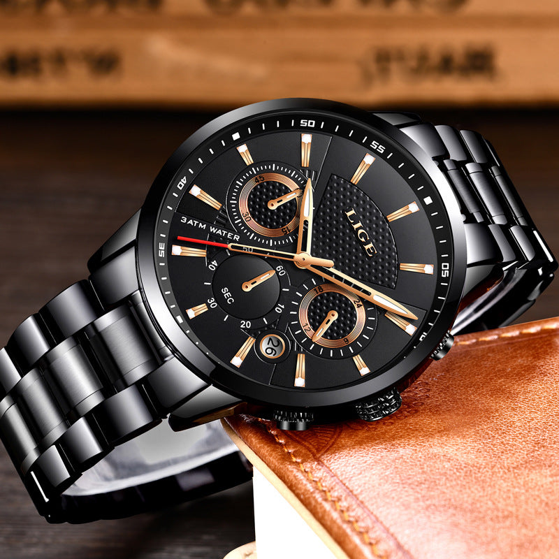 LIGE Men's Multifunction Quartz Watch