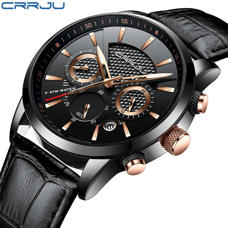 CRRJU Men's Chronograph Quartz Watch – Black | Aladinae