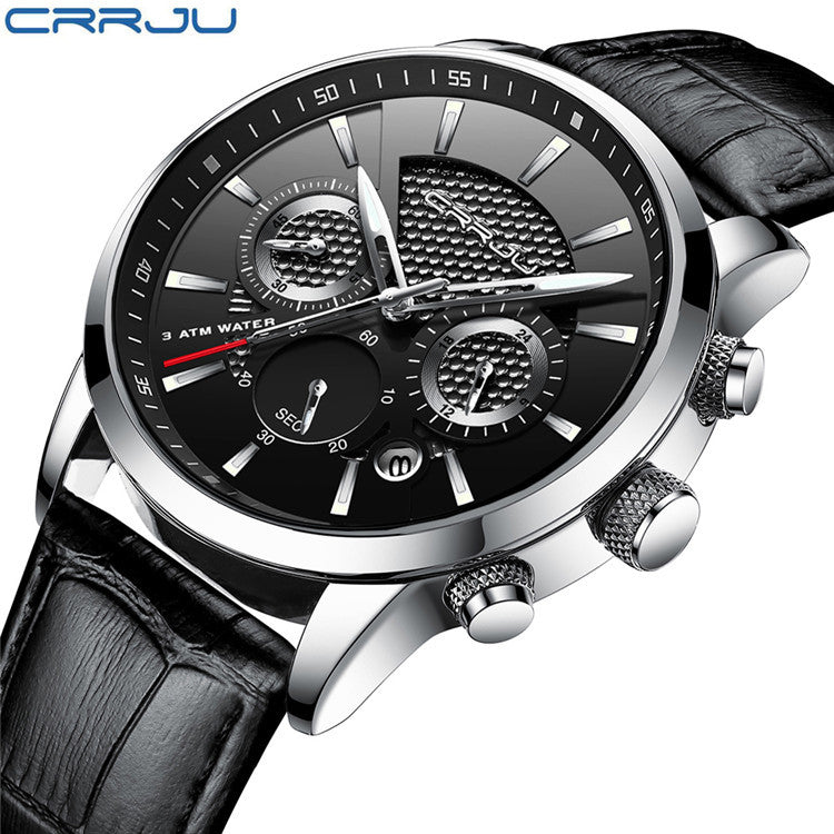 CRRJU Men's Chronograph Quartz Watch – Black | Aladinae
