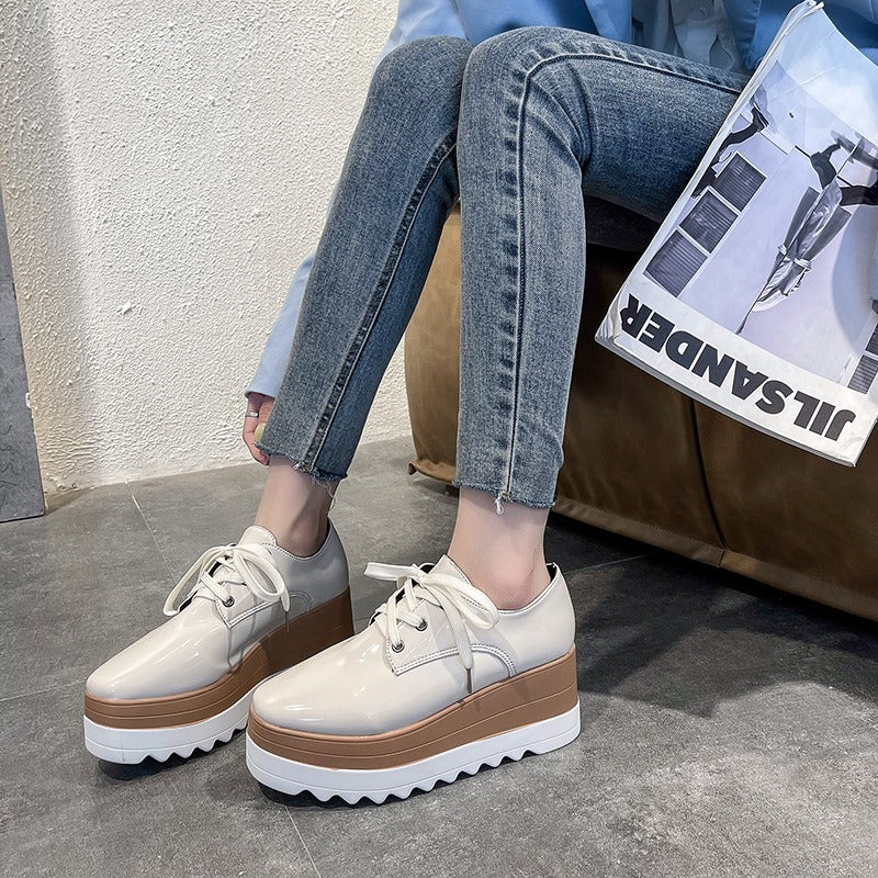New Fashion Wedge Platform Shoes Ladies Slip on Round Toed Casual Shoes for Women Thick Sole Sneakers