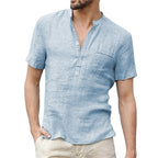 Summer New Men's Short-Sleeved T-shirt Cotton and Linen Led Casual Men's T-shirt Shirt Male  Breathable S-3XL