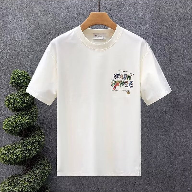 Casual Fashion Printed Pure Cotton Short Sleeve T-Shirt for Men