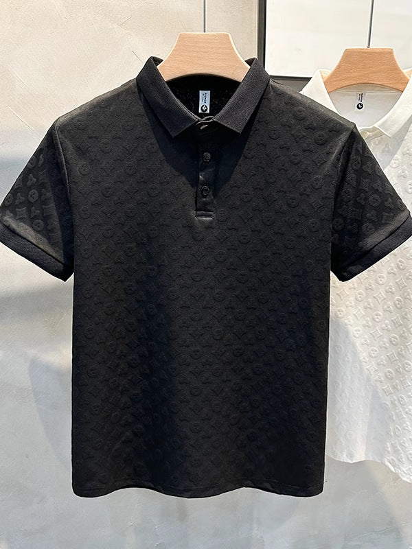 Casual Embroidered Polo Shirt for Men, Comfortable Breathable Slim Fit Turn-Down Collar Short Sleeve T-Shirt