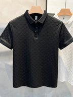 Casual Embroidered Polo Shirt for Men, Comfortable Breathable Slim Fit Turn-Down Collar Short Sleeve T-Shirt