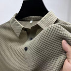 Ice Silk Men's Top Summer Mesh Short Sleeve T-Shirt Collar Color Smooth Material Polo Shirt Half Sleeve Men Breathable