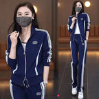 Casual Sporty Women's Outfit Set, Fashionable Youthful Slimming Cardigan Hoodie and Sweatpants Two-Piece Set