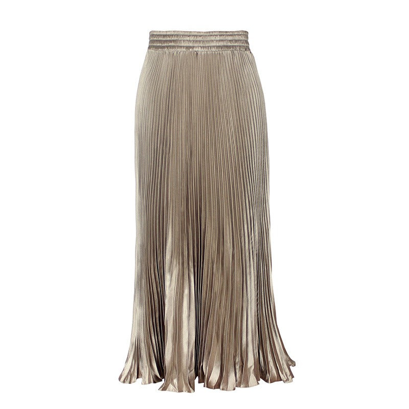 Glossy pleated skirt long accordion skirt long skirt skirt