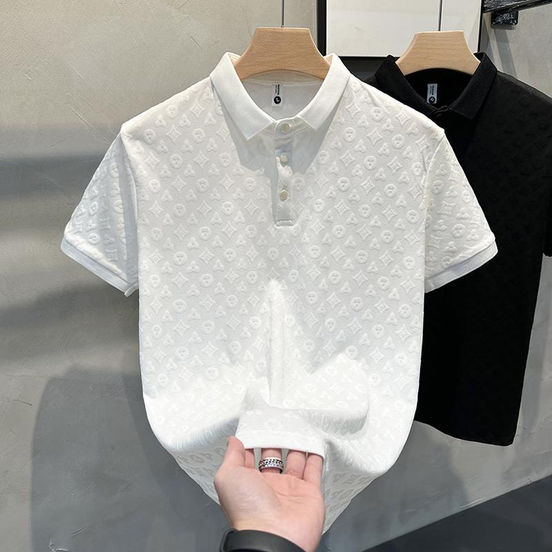 Casual Embroidered Polo Shirt for Men, Comfortable Breathable Slim Fit Turn-Down Collar Short Sleeve T-Shirt