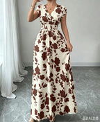 2026 New French V-neck Slim Waist Maxi Dress, Elegant and Stylish Dress (for European and American Cross-Border Amazon and AliExpress)