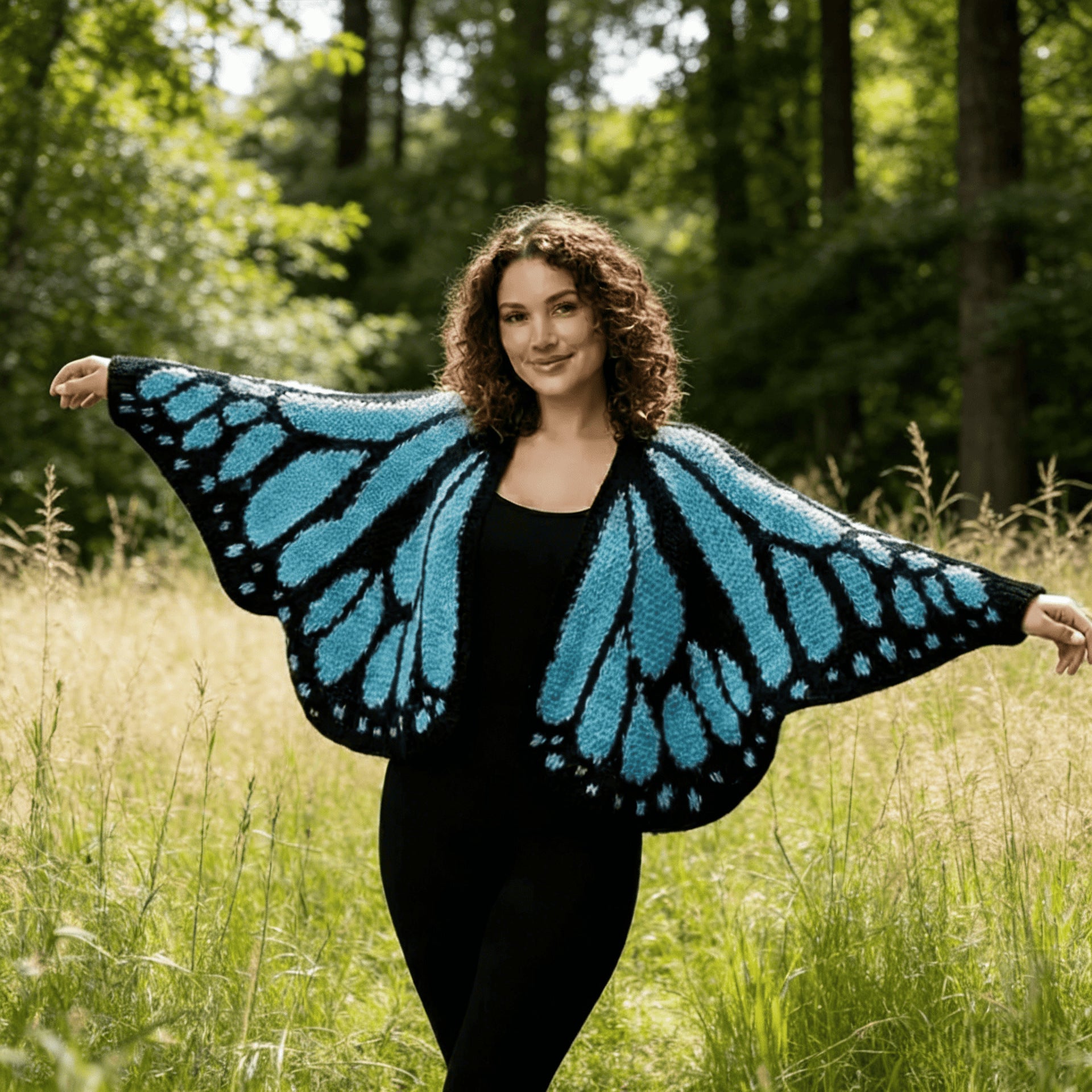 Imperial Butterfly Cape, Butterfly Shawl, Cardigan, Knitted, Unique Butterfly Pattern Shawl, Hand-crocheted Shawl, Comfortable Decoration