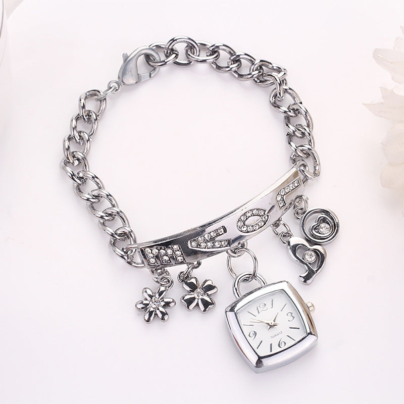 Women's Silver Square Dial Watch - Alloy Bracelet