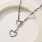 Amazon Style Wide Y Ring Sliding Chain Necklace Handmade Punk Cuban Stainless steel Chain Necklace