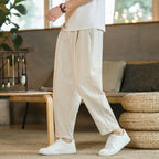 Men's Cotton Linen Cropped Trousers – Ethnic | Aladinae