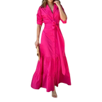 2023 Foreign Trade Cross-Border European and American Amazon Summer New Fashionable Temperamental All-Match Tight Waist Cardigan Long Dress