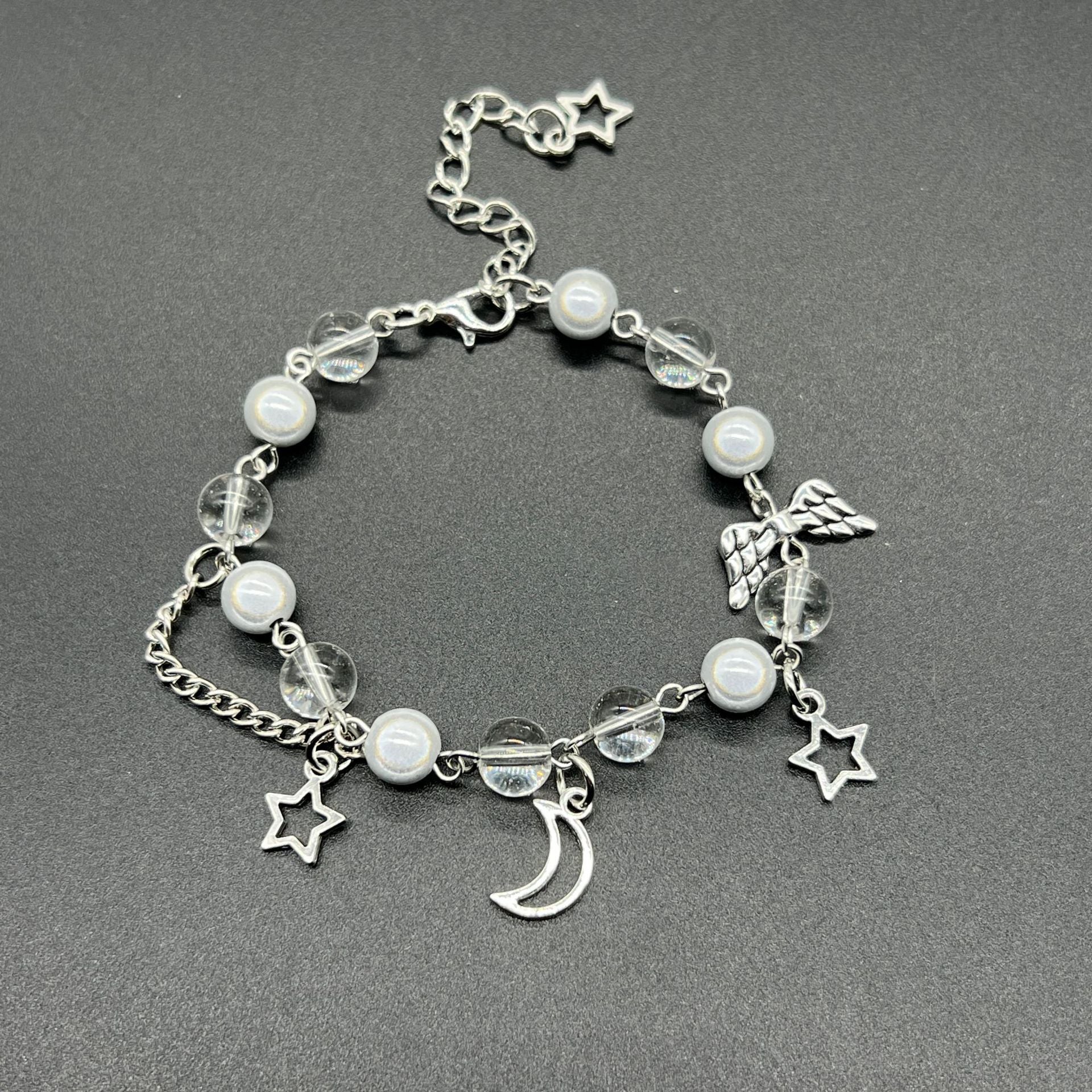 European and American cross-border bracelet couple bestie black and white dice hip-hop handmade guitar microphone five-pointed star hand jewelry