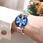 Women's Rose Gold Red Dial Quartz Watch - Waterproof