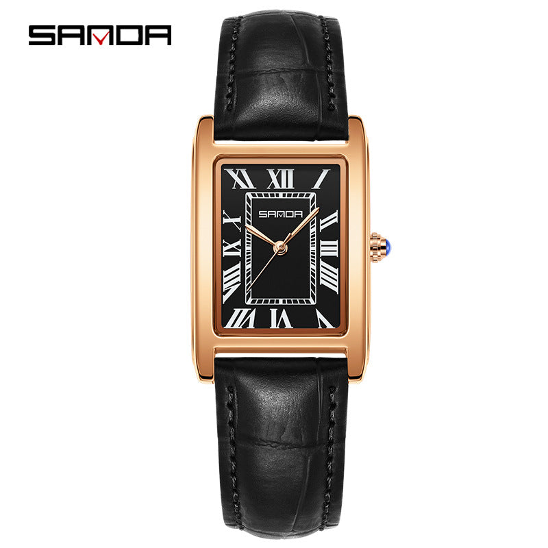 Men's Coffee Silver Rectangular Watch - Roman Numerals
