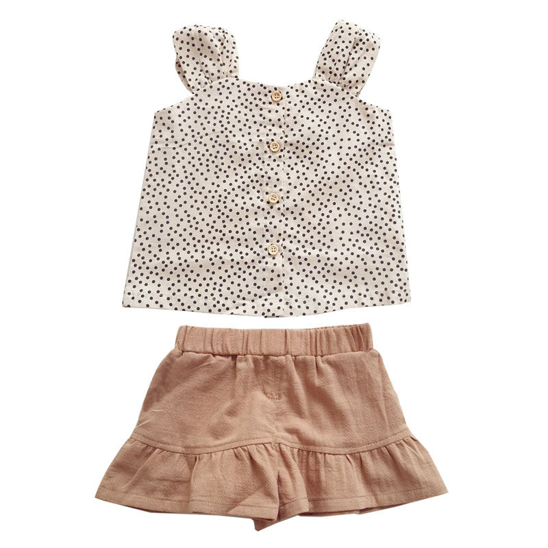 Foreign trade girls summer suit baby fashionable vest infant children summer outerwear shorts thin manufacturers