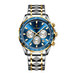 Men's Blue Chronograph Watch - Steel Strap, Quartz