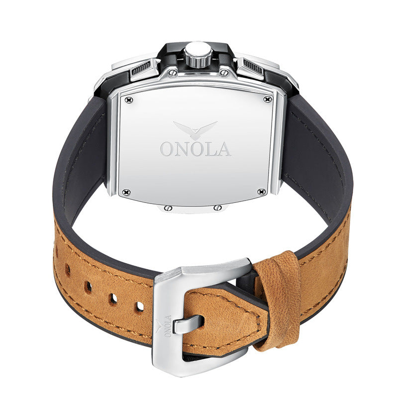 2021 new ONOLA cross-border explosion multi-function quartz watch men's leather waterproof watch watch