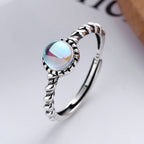Yunchaoxuan S925 sterling silver Korean style elegant lady style spiral pattern ring setting blue moonstone all-match open ring female