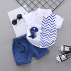 0-4 years old children's short-sleeved suit summer baby boy cartoon dinosaur shirt 2-piece set manufacturers spot wholesale cross-border delivery