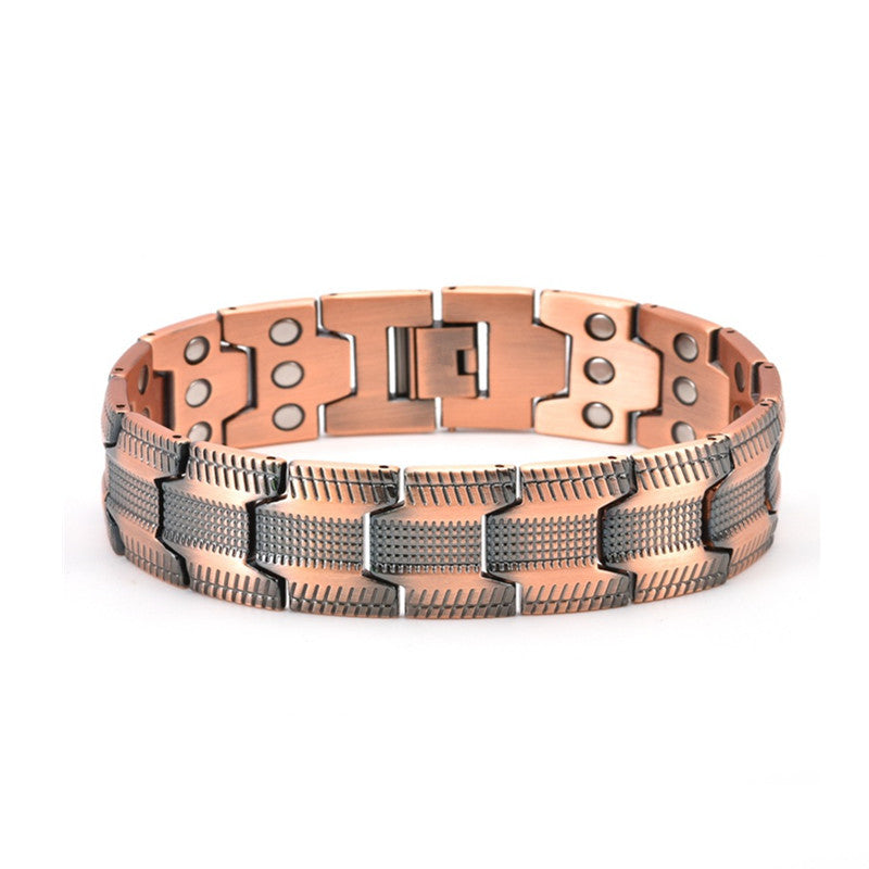 Amazon Hot Selling European and American Cross-Border Twill Antique Red Copper Men's Bracelet, Three Rows of Magnets Bracelet Wholesale