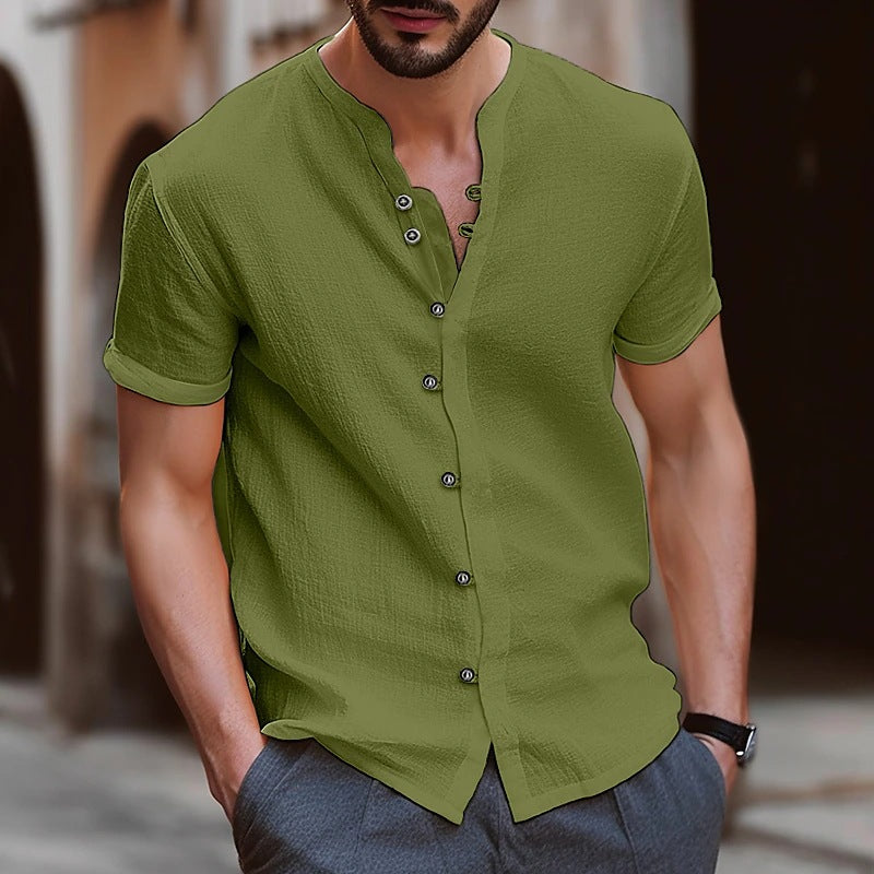 Men's Cotton Button-Up Casual Shirt | Aladinae