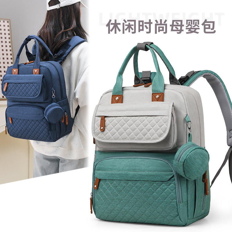 Amazon's hot selling mommy bag European and American fashion multi-pocket portable mother and baby bag for going out large capacity lightweight mommy bag