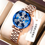 Women's Rose Gold Red Dial Quartz Watch - Waterproof