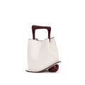 New genuine leather plain weave handbag imported cowhide commuter basket bucket bag wooden handbag messenger bag for women
