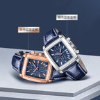 MEGIR Men's Square Quartz Watch – Leather Strap | Aladinae