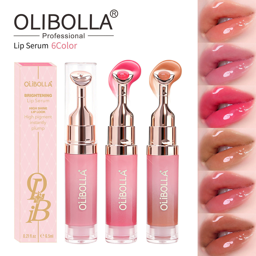 OLIBOLLA Metal Massage Head Mirror Lip Gloss Essence Moisturizes, Plumps, Reduces Lip Lines - Popular Makeup Product