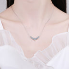 S925 sterling silver pendant for women, plated with Pt950, featuring a 1.7-carat D-color moissanite design inspired by the Seven Princesses necklace, in a traditional Chinese style.