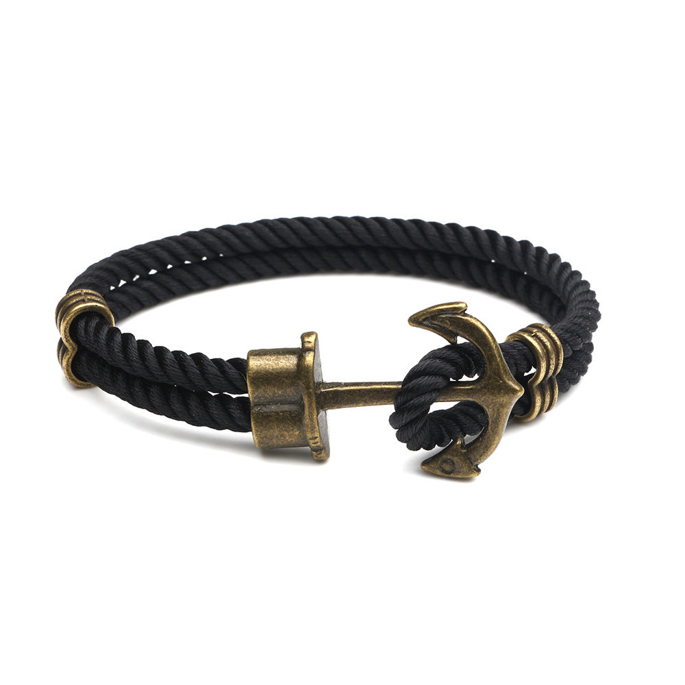 Navy anchor bracelet European and American street fashion handmade original men and women couple hand rope trend men's personality jewelry