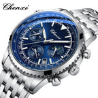 Men's Silver White Multi-Function Quartz Watch - Waterproof
