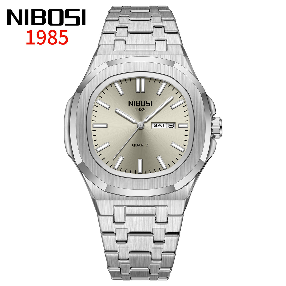 Men's Black Steel Quartz Watch - Waterproof, Luminous