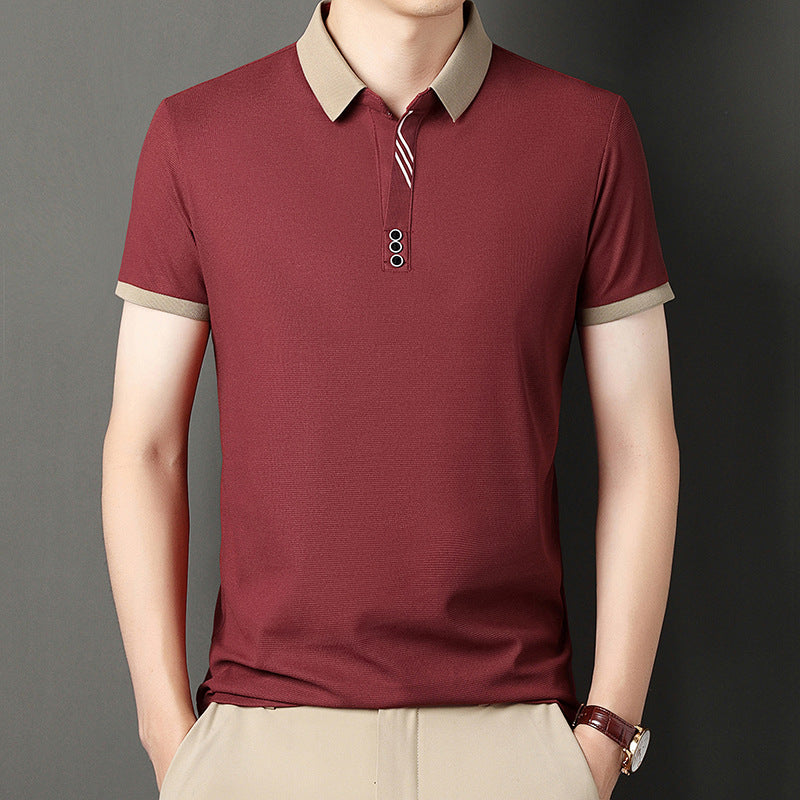 Men's White Waffle Knit Polo Shirt - Short Sleeve