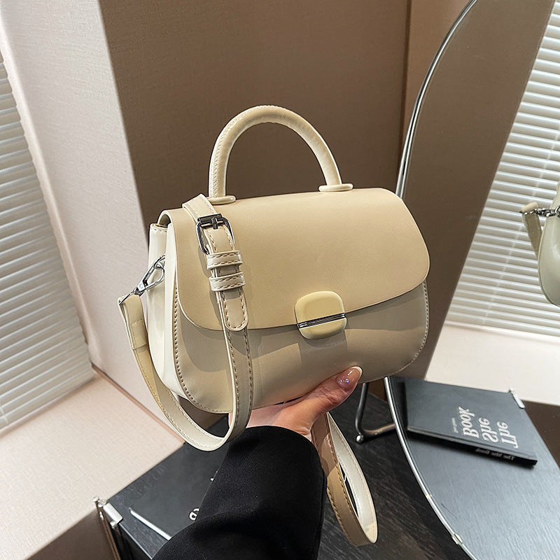 Cross-border bag for women, simple and versatile small square handbag, solid color textured commuter shoulder bag, commuter niche messenger bag
