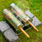 Amazon Rolling BBQ Basket Outdoor BBQ Grill Basket 304 Stainless Steel Perforated BBQ Tube BBQ Net