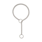 Amazon Style Wide Y Ring Sliding Chain Necklace Handmade Punk Cuban Stainless steel Chain Necklace