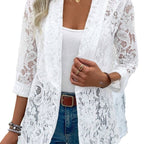 2024 European and American cross-border spring/summer stylish and versatile solid color lace shirt jacket