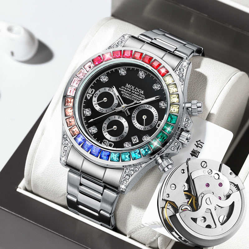 Daytona Jindi Shawn Yue hollow fake mechanical watch men's calendar waterproof watch Douyin Kuaishou one piece delivery