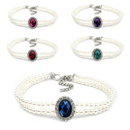 Amazon pet double row vertical pearl rhinestone collar for cats and dogs, adjustable necklace, cute accessories