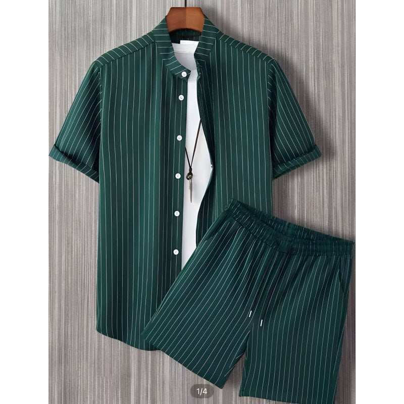 Men's Black & White Striped Hawaiian Shirt | Aladinae