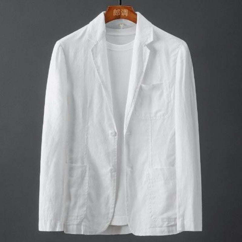 Men's White Linen Slim Fit Blazer | Aladinae