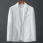 Men's White Linen Slim Fit Blazer | Aladinae