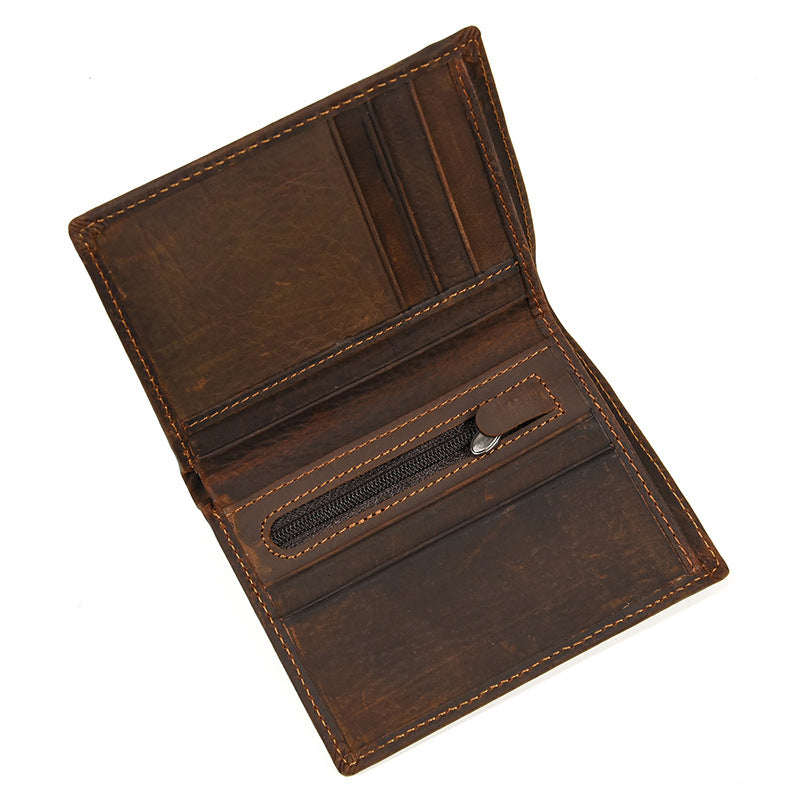 Men's Crazy Horse Leather Two-Fold Wallet | Aladinae
